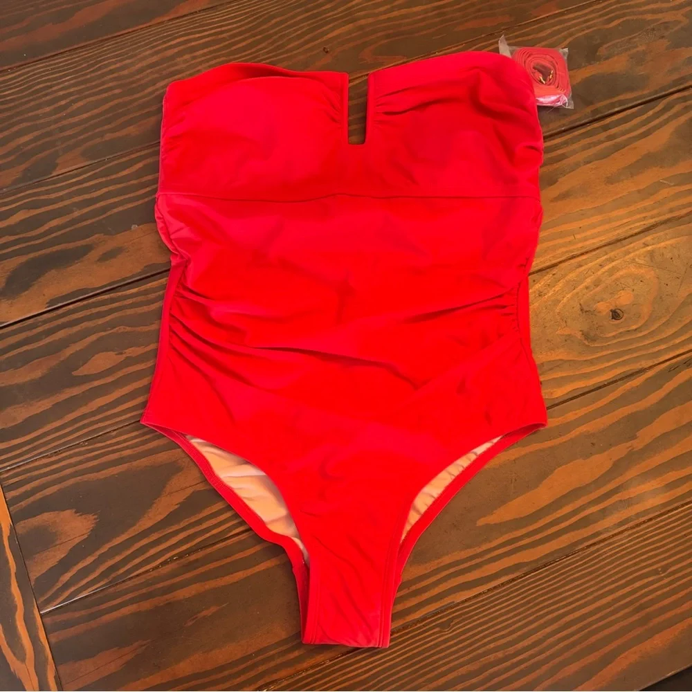 Kona Sol‎ Red Strapless U-Wire One Piece Swimsuit Size 16 NWOT